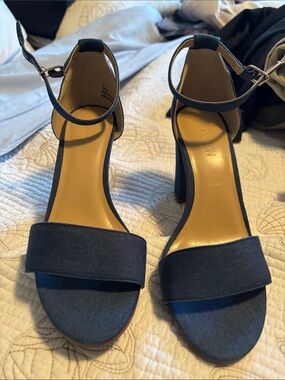 Expressions Navy Ankle-Strap Block Heels